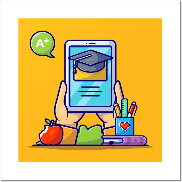 Online Education Cartoon Vector Icon Illustration Wall Art by Catalyst Labs